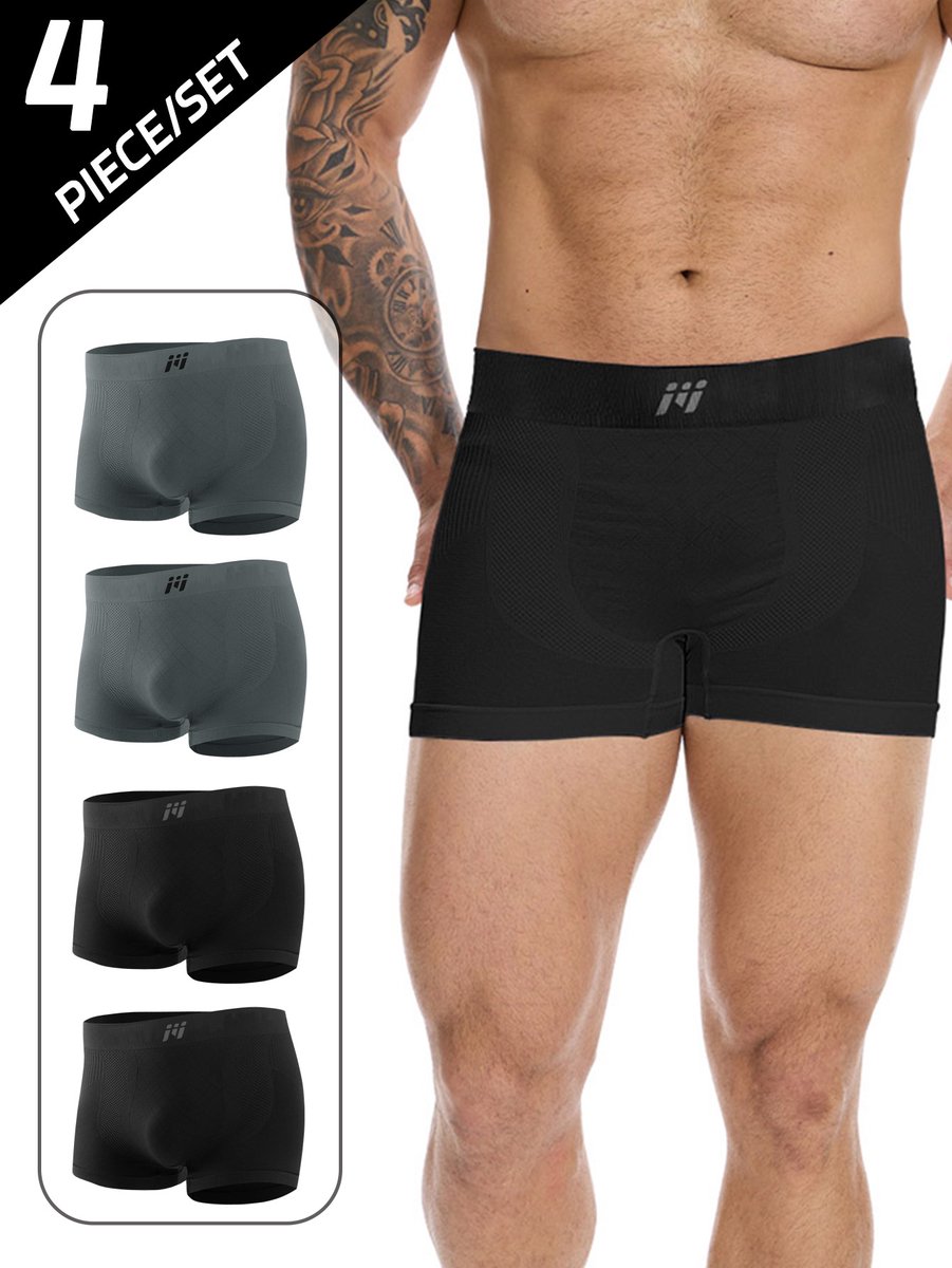 VIMOSE Sportonderbroeken Heren - Sport Boxershorts - 4 pack -Twee zwarte en twee grijze-L