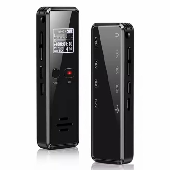 Compacte Dictafoon – Voice Recorder – Afluister Apparatuur – Voice Activation – 32GB Intern Geheugen - Complete Set