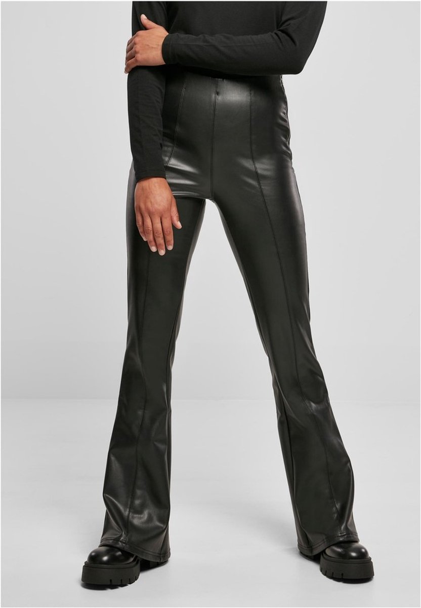 Urban Classics Synthetic Leather Flared broek XS Zwart