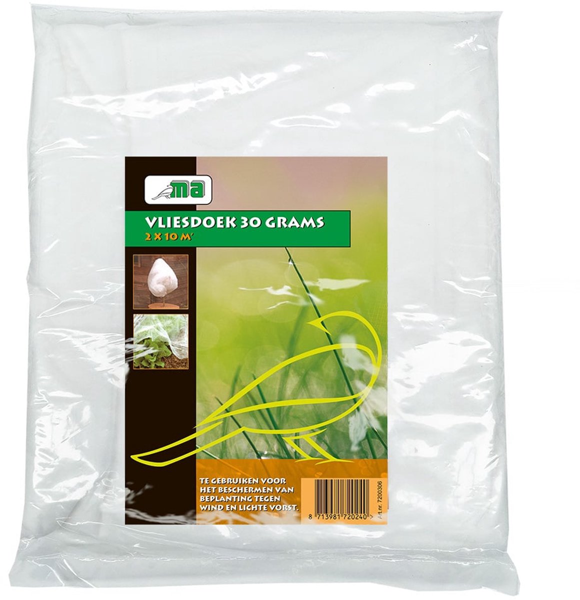 Meuwissen Agro Vliesdoek UV - 2 x 10 meter - 30gr/m2 - Plantenbeschermhoes - Winterbescherming