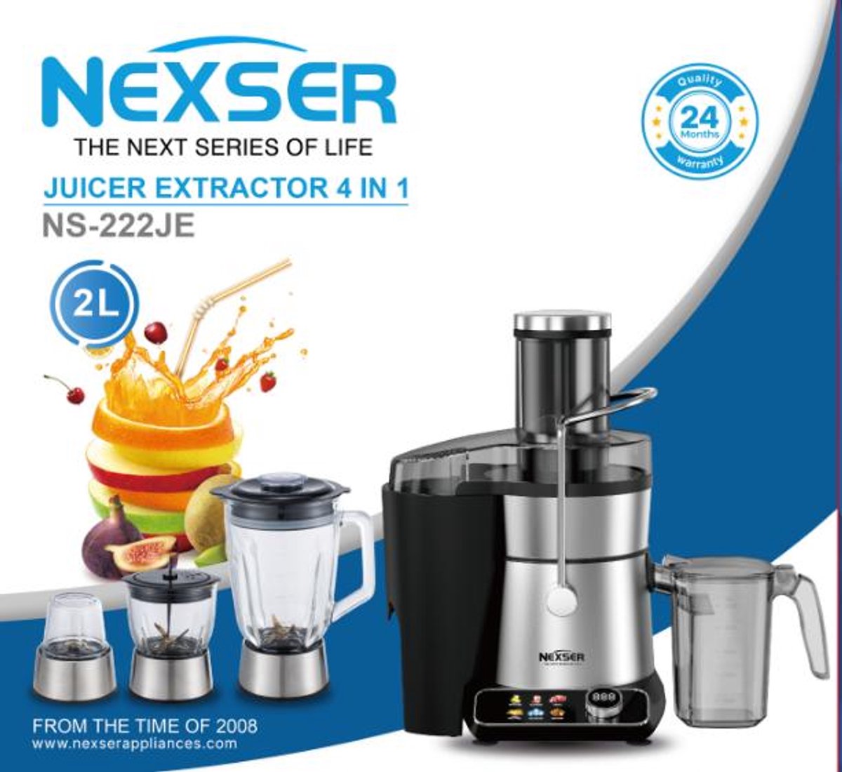 4-in-1 Blender & Juicer – 900W Multifunctionele Keukenmachine met 3,5L Glazen Kom – Voor Smoothies, Babyvoeding, Vlees & IJsklontjes