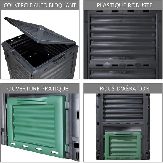 Compostbak - 300L - Groen en Zwart - Polypropyleen | bol
