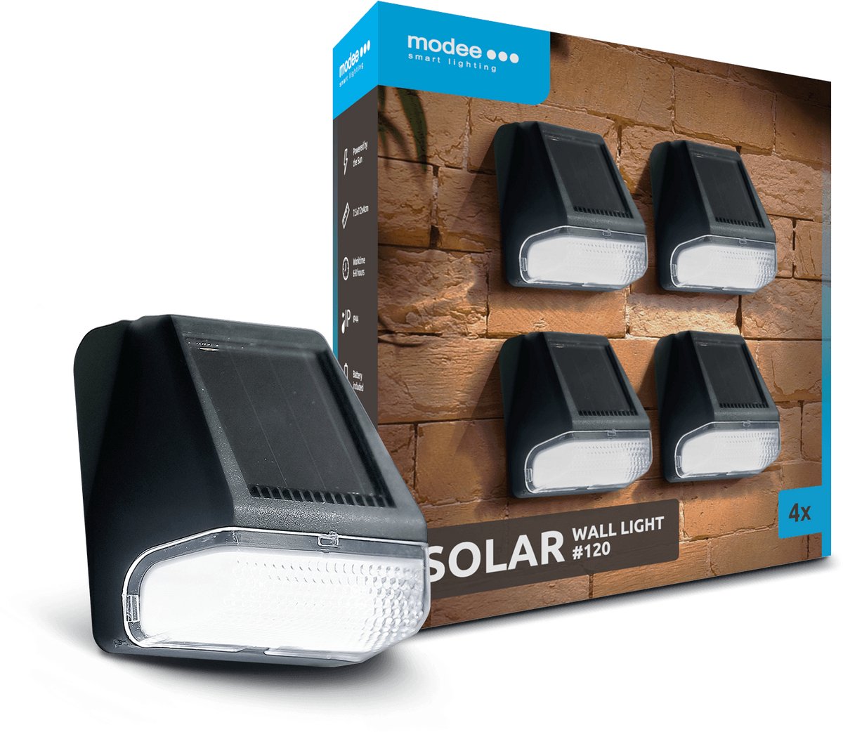 Modee Lighting - LED Solar Wandlamp - 7000K Daglicht - WS120 - 4 stuks