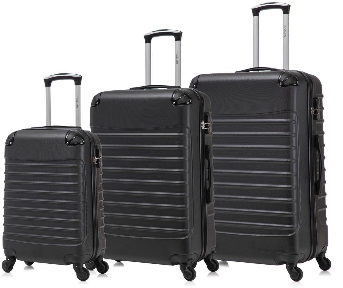 Travelerz Rome Kofferset 3-Delig – Handbagage 39L + Large 69L + Extra Large 95L – Lichtgewicht ABS – Spinner Wielen – Zwart – Met Cijferslot