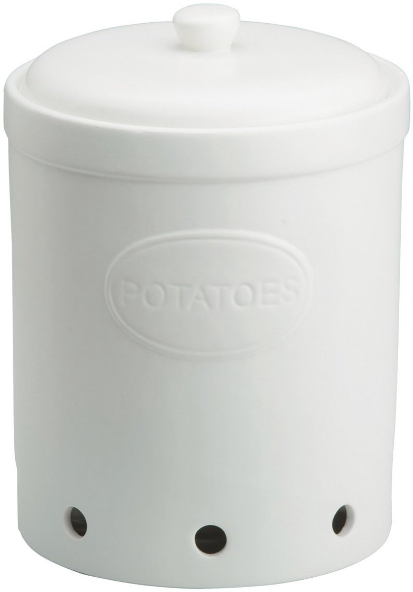 Bia steengoed voorraadpot voorraadbus mat voor aardappelen wit 23 x 32 cm Matte white Stone storagejar for Potatoes
