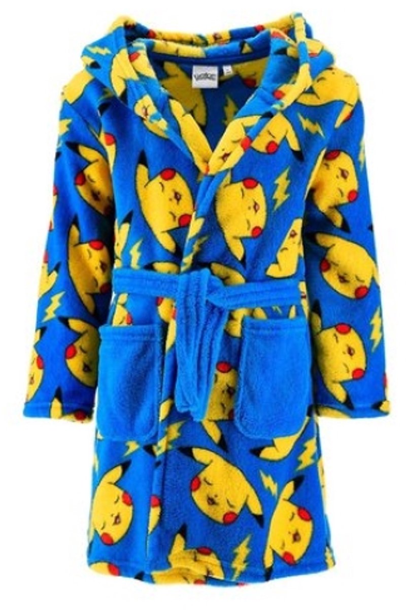 Pokémon Badjas - Blauw met Geel - Pokemon - Ochtendjas - Maat 104