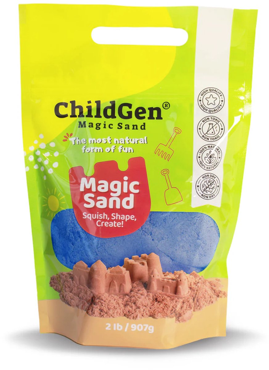 ChildGen - Magic Sand - zand - Refill pack - 907 gram - blauw - sensory play - speelzand - 100% natuurlijk
