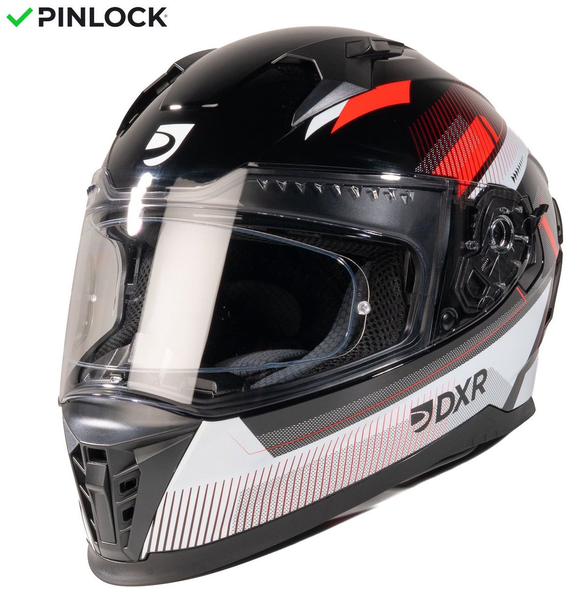 MOTOBLOUZ EROS VOX Integraalhelm - ECE 22.06 gekeurde Helm Scooter, Motor & Brommer - Heren & Dames - Zwart/Wit/Rood - L