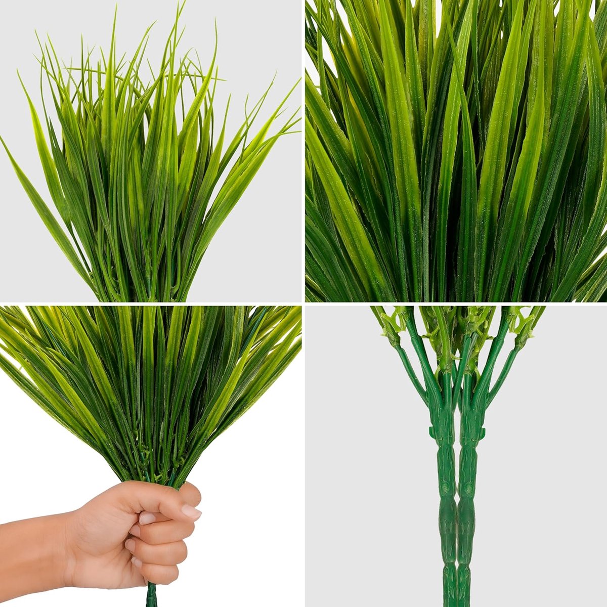 Famanu - 6 Pak Artificieel Plastic Tarwegras Planten – Realistisch Binnen/Buiten Groene Bosjes Voor Huis, Kantoor, Tuin & Keuken – Hangbosjes Voor Huwelijk, Tafel Decor en Veranda