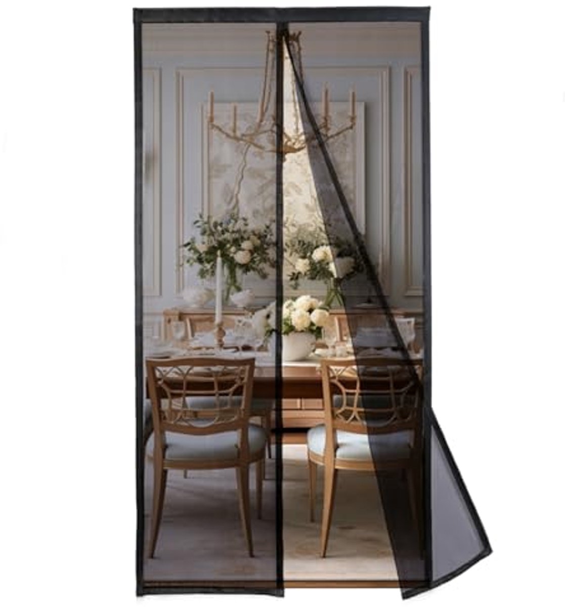 Magnetisch Vliegenraam voor Vensters, 160 x 240 cm, Polyester, Insectenfilter met Sterke Ademende Magneten, Geschikt voor Slaapkamer, Woonkamer en Voordeur, Zwart