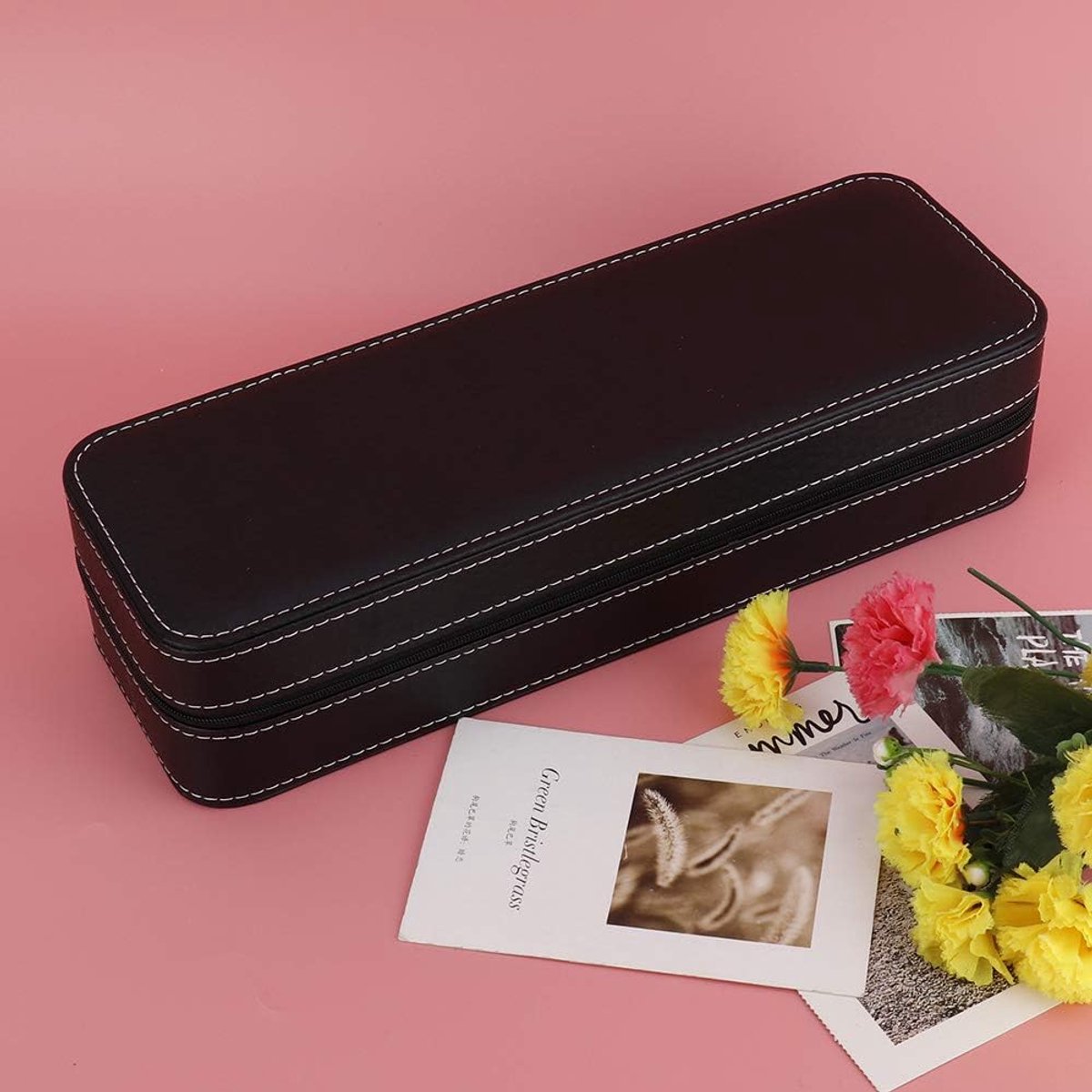 Watch Storage Box - PU Leather Organiser met 6 Compartiments voor Horloges - Sieraden Organizer 33 x 11 x 7.5 cm