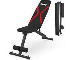 Brixy Fitness Halterbank - Fitnessbank - Tot 300KG - Bench Press Bank - Trainingsbank - Verstelbaar - Inklapbaar - Zwart