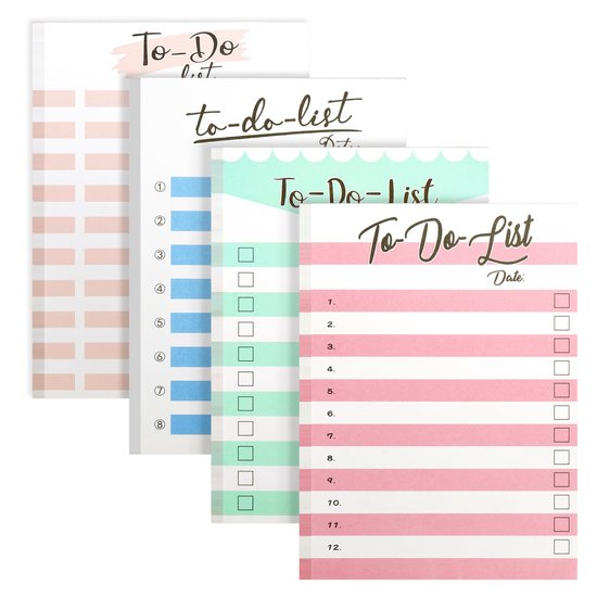 Belle Vous Lot de 4 Blocs-Notes de Liste de Planificateurs Quotidiennes de Couleurs Assorties - Carnets de Liste de Contrôle de 50 Feuilles avec Pages Non Datées - Mémo/ Rangement pour sièges-auto pour Listes de Courses, Gestion et Calendriers