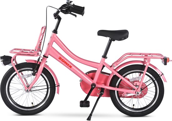 Zonix Meisjesfiets 16 Inch Roze Kinderfiets Transport Voor Meisjes Van 4 Tm 6 Jaar Geschikt Voor Kledingmaat 100-115 van Zonix — afbeelding 3