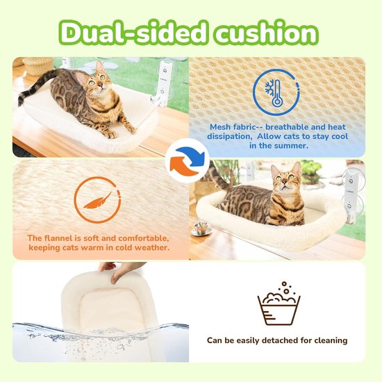 CATISM Plegable Hamaca Gato Ventana con Cojín de hasta 20kg, Hamaca para Gatos c