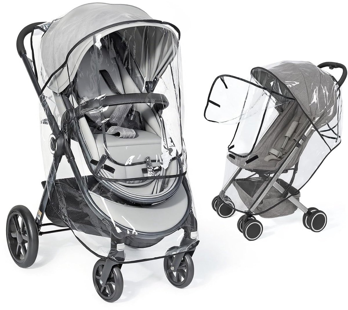 Universele regenbescherming voor kinderwagen, ademende kinderwagen, regenbescherming met raam, geurloos, regenbescherming, buggy, regenhoes, kinderwagen, comfortabele installatie, extreem