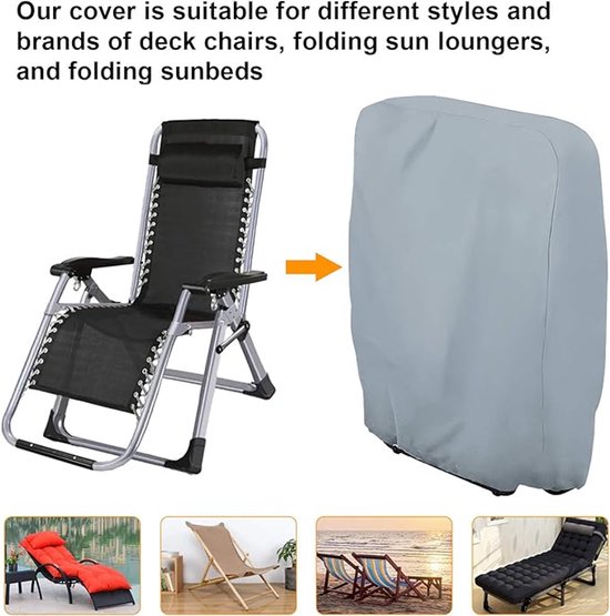 Grijze hoes geschikt voor verschillende stijlen ligstoelen en zonbedden.