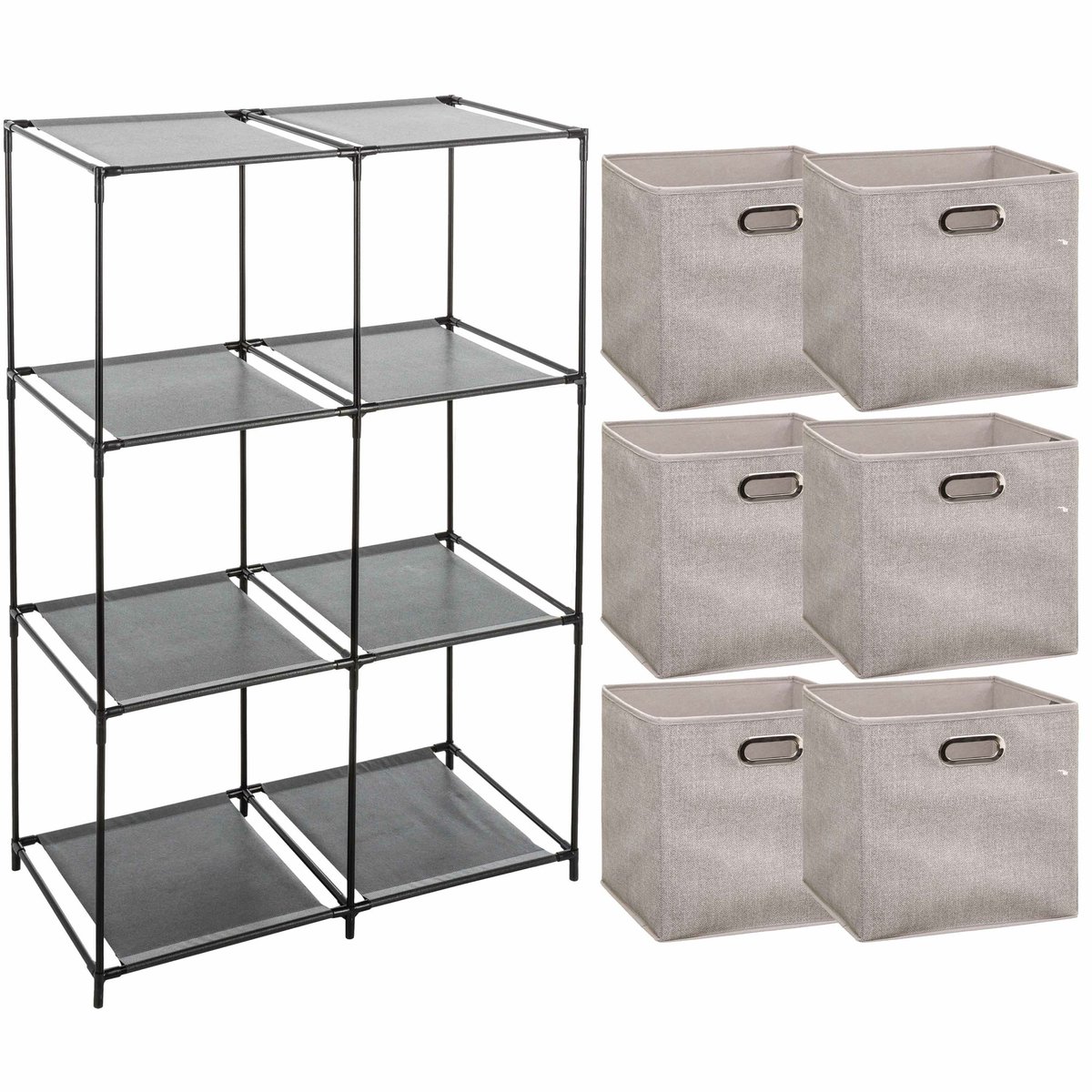 5Five Opbergrek 68 x 98 cm - incl 6x stuks opbergmanden - beige - 29L