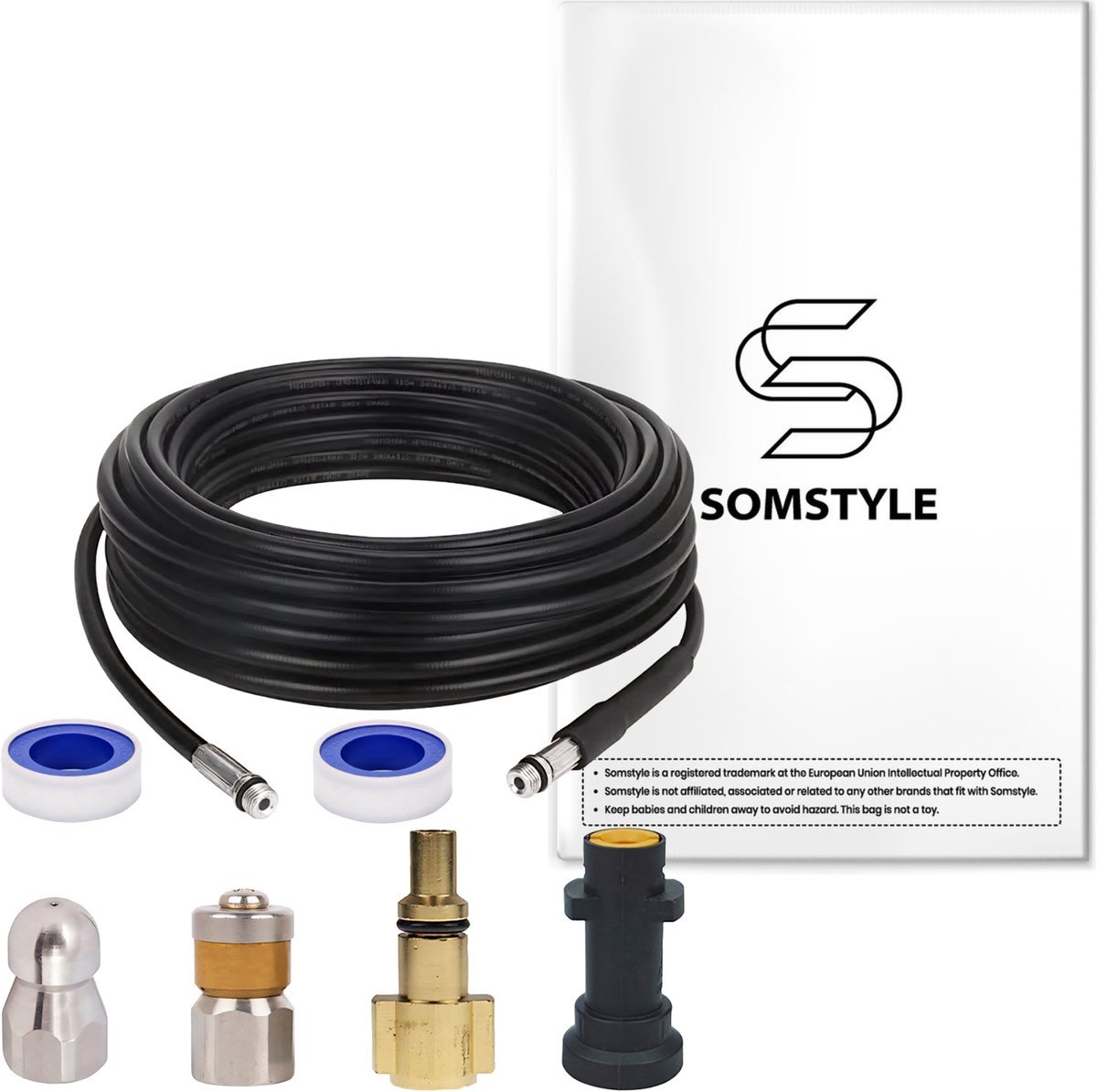 Somstyle Rioolslang 15 Meter Geschikt Voor Kärcher K2, K3, K4, K5, K6, K7 & Lavor Hogedrukreiniger - Slang Reiniging Set – foto 5