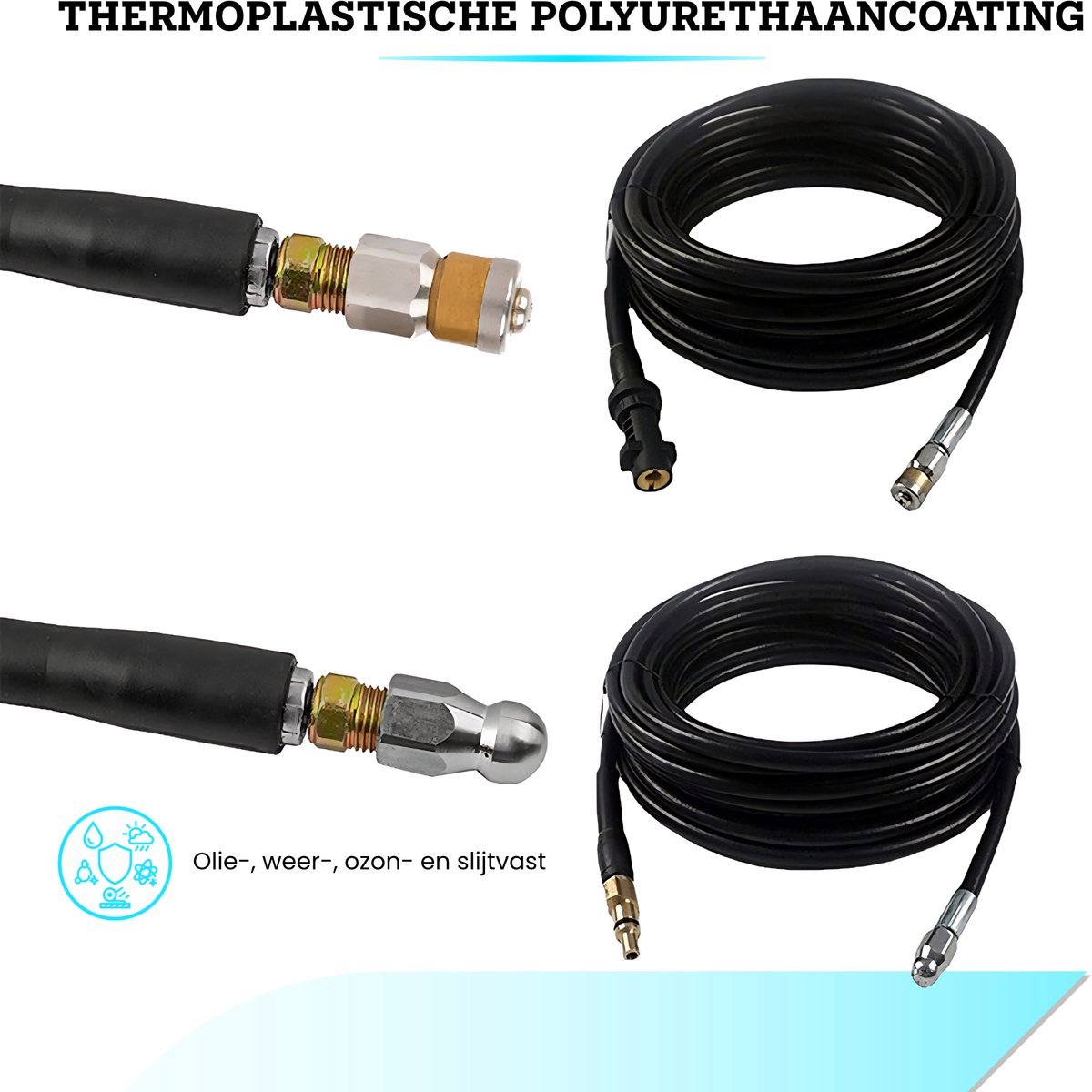 Somstyle Rioolslang 15 Meter Geschikt Voor Kärcher K2, K3, K4, K5, K6, K7 & Lavor Hogedrukreiniger - Slang Reiniging Set – foto 6