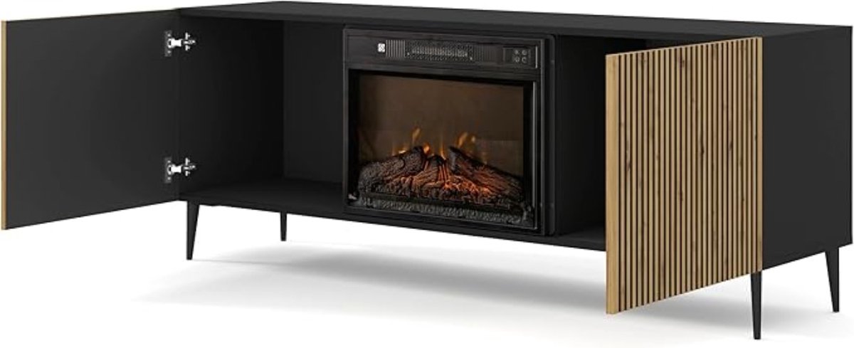 Elektrische haard met verwarmingsfunctie DJURAB zwart