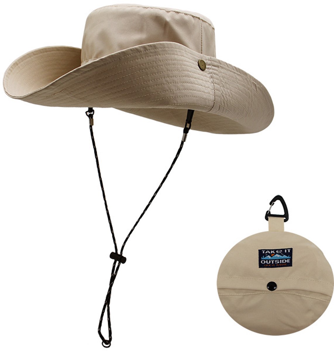 Zonnehoed Regenhoed - Safari Hoed - Zonnehoed opvouwbaar- Waterdichte Hoed - Vissershoedje - dames heren - Beige