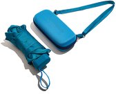 Muitomas Paraplu + Hoes - Schouderriem – Ultra licht - Telescopische steel - Harde hoes - Blauw