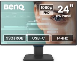 BenQ Full HD 24 inch EyeCare Monitor GW2490C - 144Hz - IPS Beeldscherm - Full HD - 99% sRGB - 1 x USB-C - 1 x HDMI - 1 x Display Port - 2 x 2W ingebouwde speakers - Native Contrast 1500:1