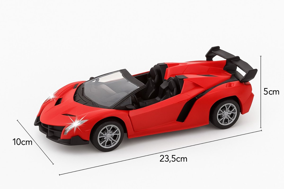 Darenci DARE Raceauto - Remote Control - Cabrio - Speelgoed Auto - Afstandsbediening - Elektrisch bestuurbaar - Rood/Zwart — afbeelding 2