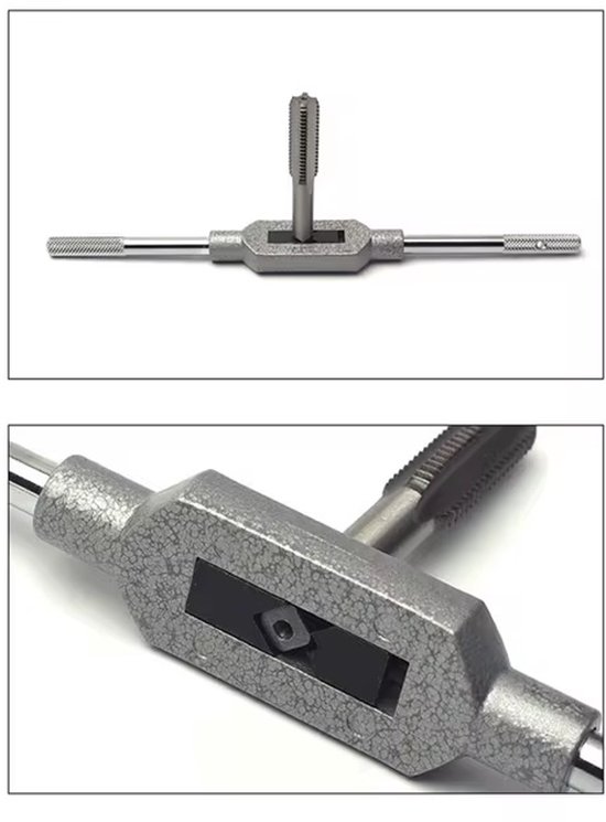 Verstelbaar wringijzer met taphouder, 380 mm lang, met fijnmazige grip.