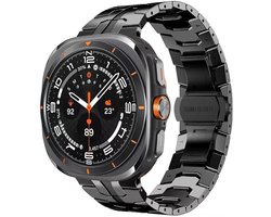 Luxe titanium bandje - geschikt voor Samsung Galaxy Watch Ultra (47mm) / Ultra 2025 (47mm) - stalen schakelband met vlindersluiting - zwart
