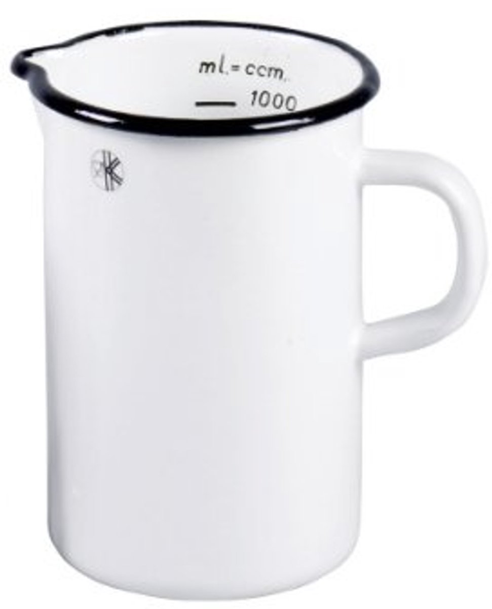 Geëmailleerde litermaat 1 L - Wit 10 cm - Perfect voor Keuken