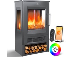KESSER Sfeerhaard Elektrisch met Verwarming en WiFi App – Elektrische Haard Vrijstaand met LED…