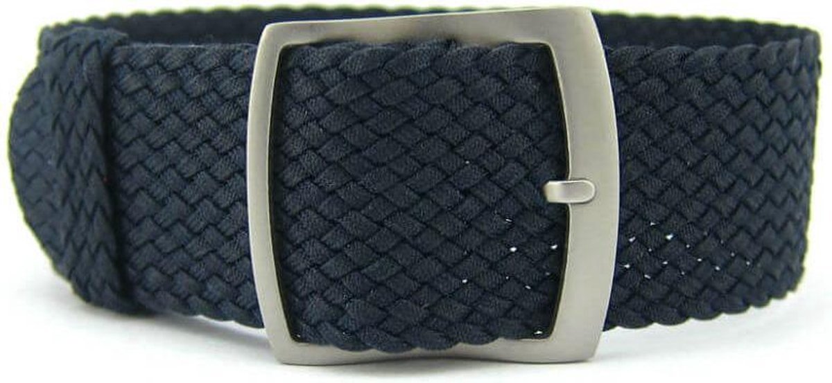 Premium Braided Perlon Strap - Geweven Perlon Horlogeband - Donkerblauw 22mm