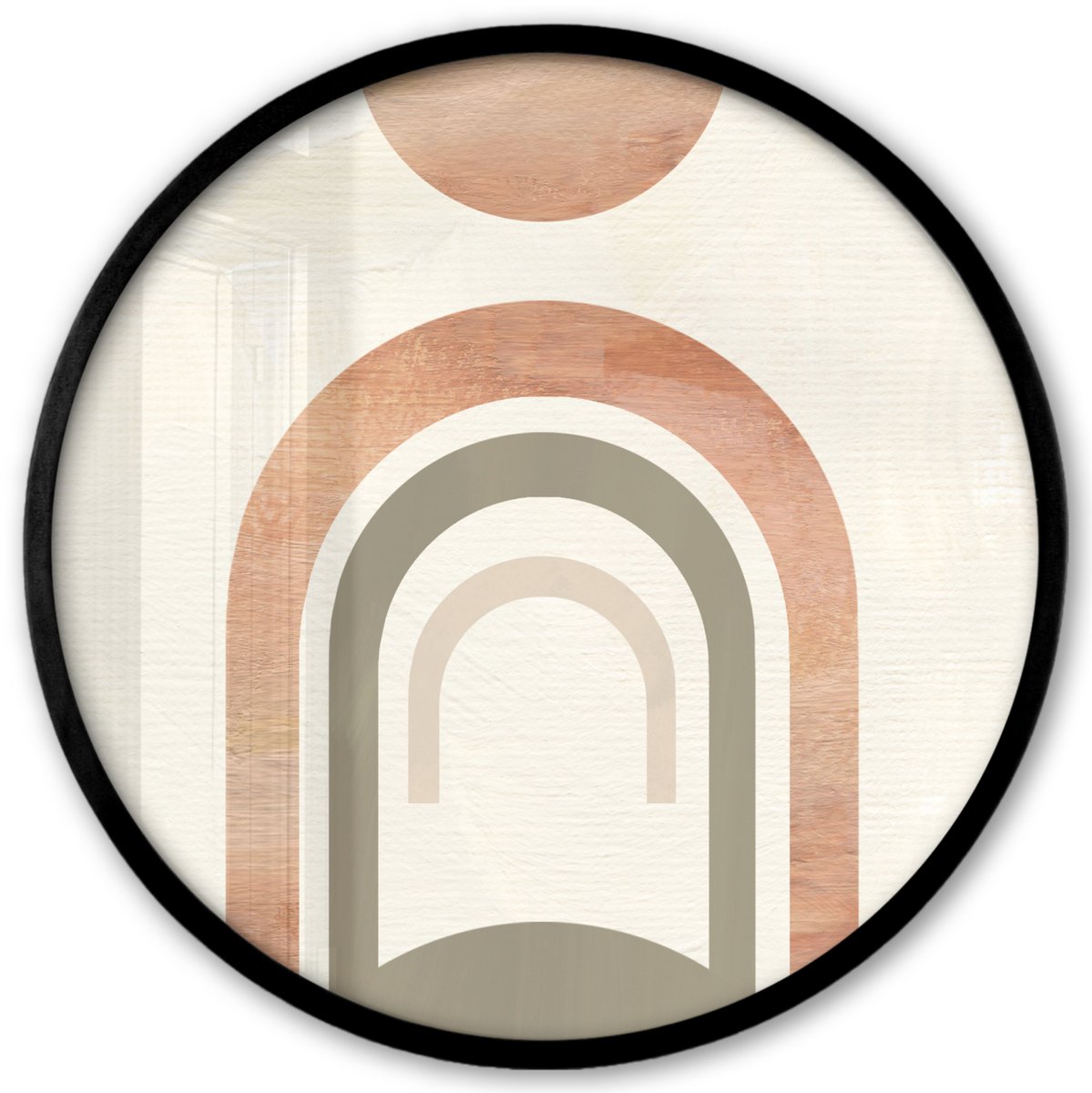 FrameYourWall Poster in lijst Rond - Fotolijst 40x40 cm - Posters - Design - Roze - Abstract - Ronde posterlijst zwart - Decoratie - Wanddecoratie woonkamer - Muurdecoratie slaapkamer Multicolor