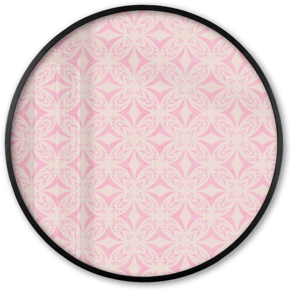 FrameYourWall Poster in lijst Rond - Fotolijst 60x60 cm - Posters - Patroon - Vormen - Beige - Roze - Ronde posterlijst zwart - Decoratie - Wanddecoratie woonkamer - Muurdecoratie slaapkamer Multicolor