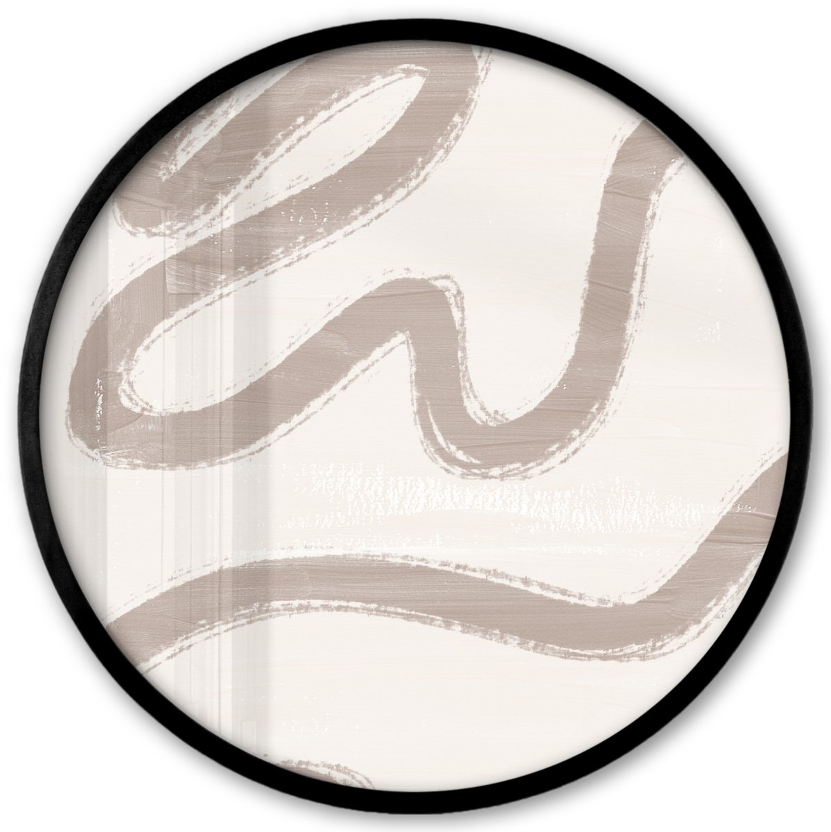 FrameYourWall Poster in lijst Rond - Fotolijst 40x40 cm - Posters - Abstract - Moderne kunst - Beige - Ronde posterlijst zwart - Decoratie - Wanddecoratie woonkamer - Muurdecoratie slaapkamer
