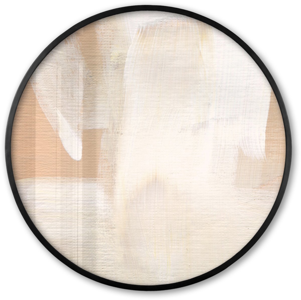 FrameYourWall Poster in lijst Rond - Fotolijst 60x60 cm - Posters - Kunst - Wit - Beige - Modern - Ronde posterlijst zwart - Decoratie - Wanddecoratie woonkamer - Muurdecoratie slaapkamer