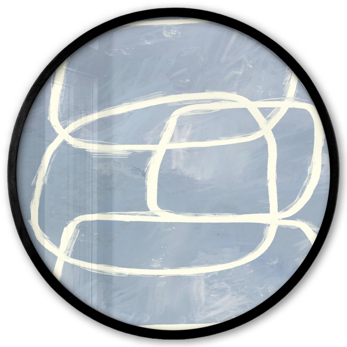 FrameYourWall Poster in lijst Rond - Fotolijst 40x40 cm - Posters - Abstract - Blauw - Kunst - Ronde posterlijst zwart - Decoratie - Wanddecoratie woonkamer - Muurdecoratie slaapkamer