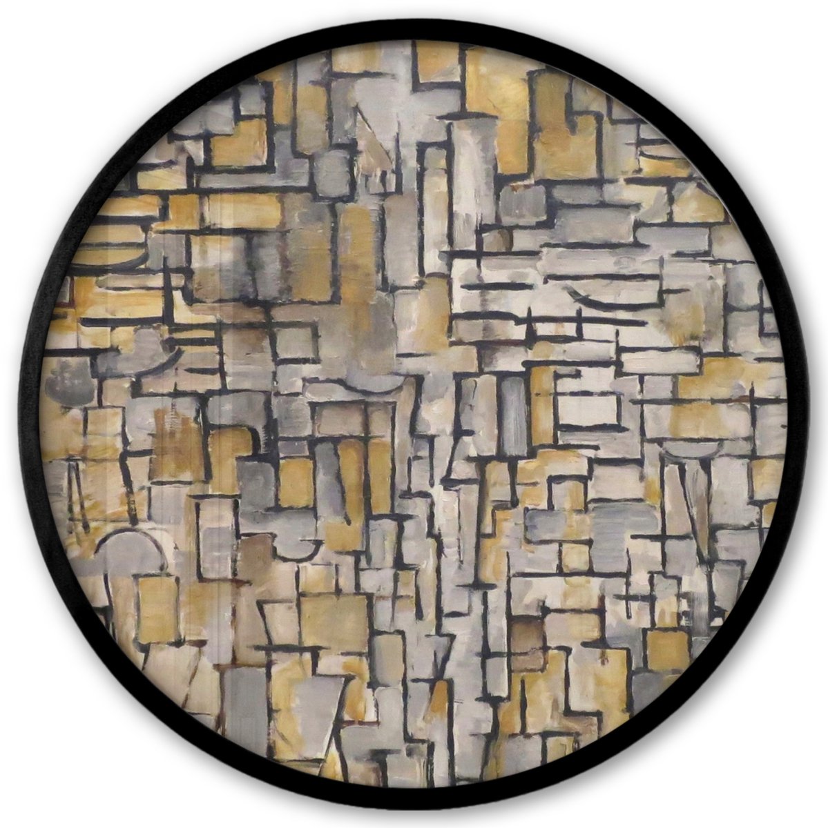 FrameYourWall Poster in lijst Rond - Fotolijst 40x40 cm - Posters - Mondriaan - Kunst - Oude meesters - Tableau I - Ronde posterlijst zwart - Decoratie - Wanddecoratie woonkamer - Muurdecoratie slaapkamer