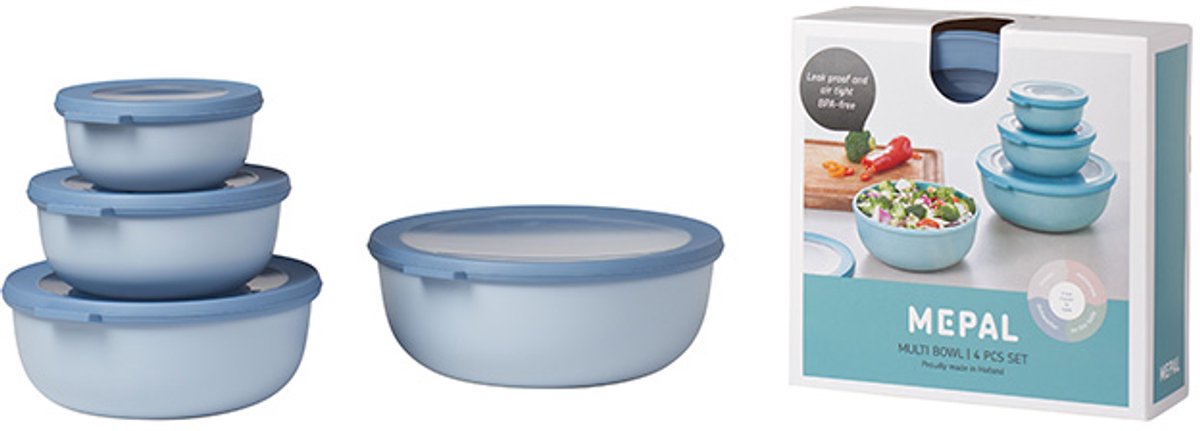 Bol.com Mepal - Multikom Cirqula vershouddoos set - 350 + 750 + 1250 + 2250 ml - Rond - Nordic blue aanbieding