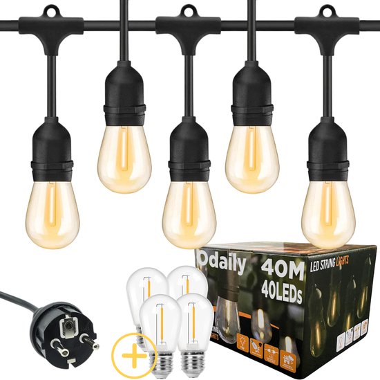 Svater S14 gloeilamp lichtketting buiten,30Meter 30 Stuks