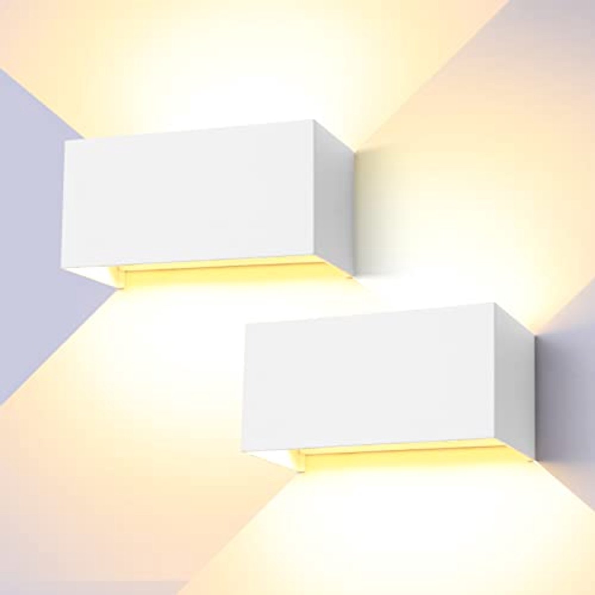 Wandlampen voor buiten en binnen, 2 stuks LED, waterdicht IP65, verstelbare hoek, warm wit licht 3000 K
