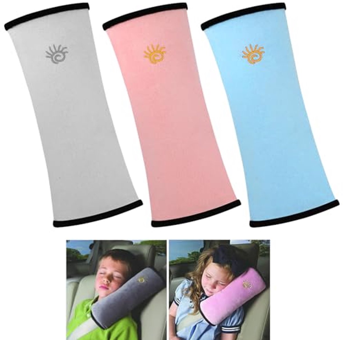 Image of 3 stuks autogordelbeschermers - afneembaar, universele gordelkussens voor kinderen en volwassenen
