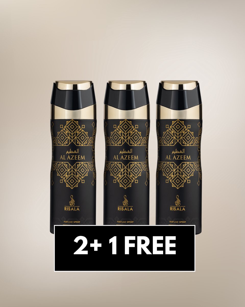 Risala Al Azeem 200ml x 3 Perfume Deodorant Spray – Long Lasting Arabic Fragrance from Dubai – Oriental Woody Scent for Men