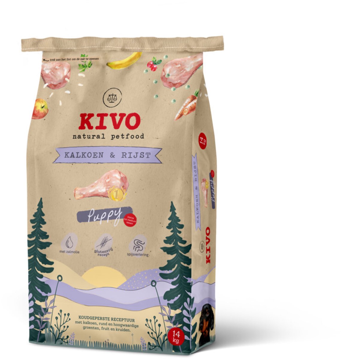 Kivo Kivo Hondenvoer Droog Puppy Kalkoen & Rijst Glutenvrij - 14 kg