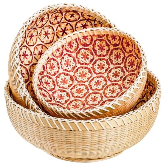 Set van 3 Gevlochten Opbergmanden - Bamboe Broodmand en Rotan Serveermand voor Keuken en Eetkamer | Stapelbaar & Waterbestendig