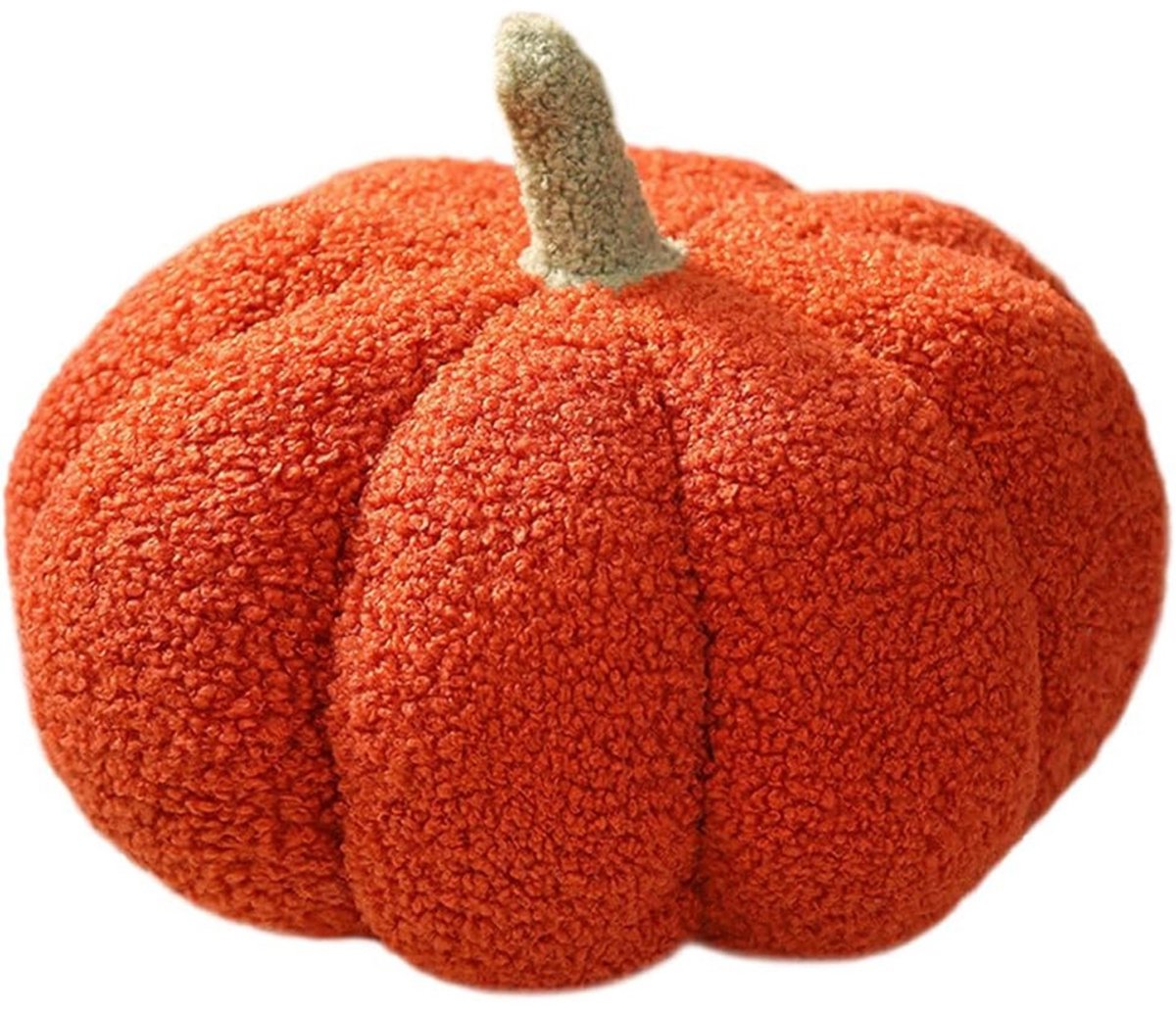QTTVBTNA Pluche Pompoen Kussen - Halloween– Zacht & Decoratief – 20 cm – Pluche Sierkussen in Rood