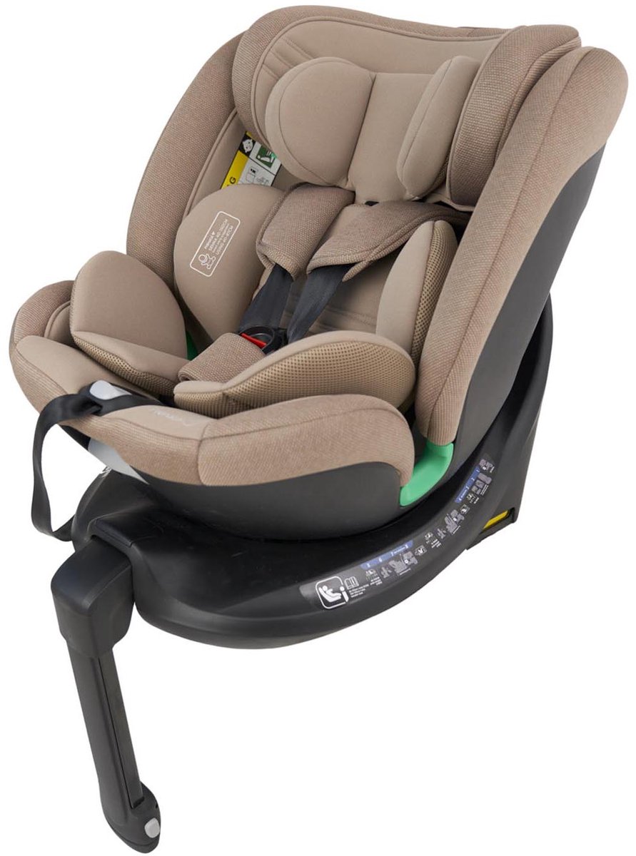 Prénatal autostoel Senna - 360° Rotatie - i-Size Veiligheid - Isofix & Support Leg - Geen losse base nodig - Taupe bruin - 0-36 kg