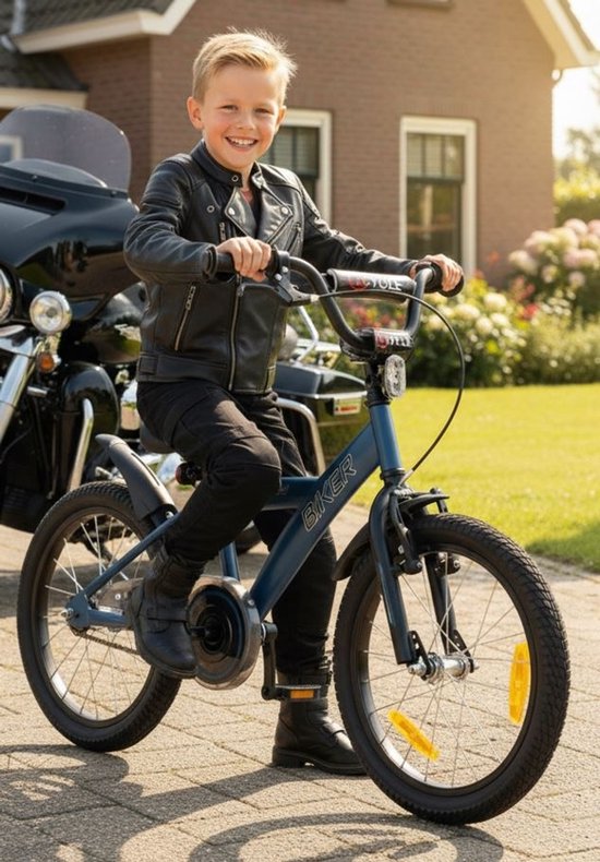 2Cycle Biker Kinderfiets - 18 inch - Blauw - Jongensfiets - 18 inch fiets